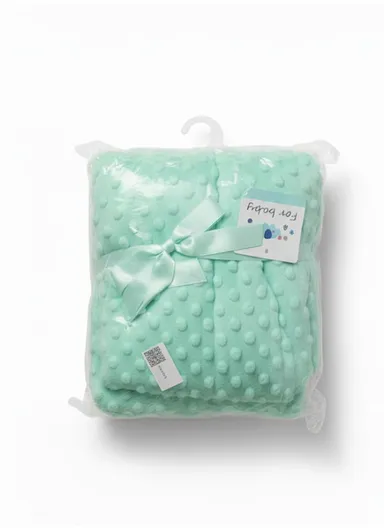 0–6 Months Super Soft Minky Dotted Baby Blanket, Lightweight &amp; Warm Infant Swaddle Wrap (L100 × W75)cm - Turquoise