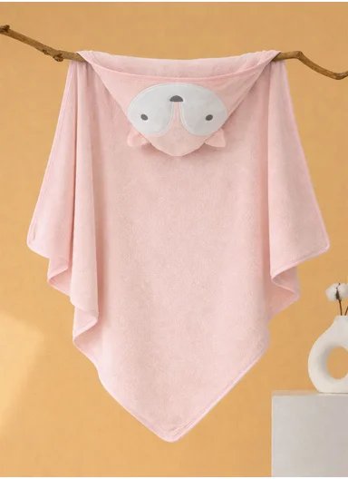 Soft Coral Velvet Baby Bath Towel, Gentle &amp; Absorbent Comfort for Babies (L80 x W80)cm