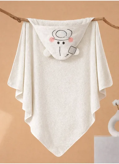 Soft Coral Velvet Baby Bath Towel, Gentle &amp; Absorbent Comfort for Babies (L80 x W80)cm