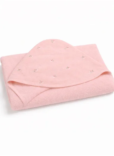 Soft Coral Velvet Baby Bath Towel, Gentle &amp; Absorbent Comfort for Babies (L80 x W80)cm
