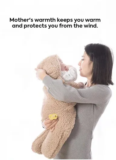 3–6 Months Thickened Baby Sleeping Bag with Bear Ears, Soft Infant Swaddle Blanket (L63 × W34)cm – Brown