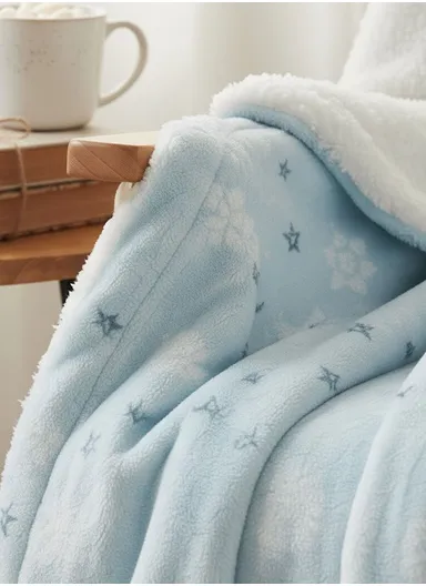 0–6 Months Adorable Printed Baby Blanket, Warm, Lightweight &amp; Ultra-Soft Comfort (L95 x W75)cm - Blue