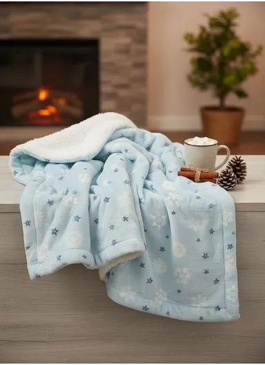 0–6 Months Adorable Printed Baby Blanket, Warm, Lightweight &amp; Ultra-Soft Comfort (L95 x W75)cm - Blue