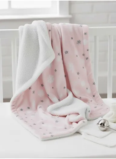 0–6 Months Adorable Printed Baby Blanket, Warm, Lightweight &amp; Ultra-Soft Comfort (L95 x W75)cm - Pink
