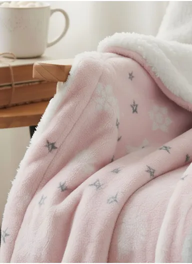 0–6 Months Adorable Printed Baby Blanket, Warm, Lightweight &amp; Ultra-Soft Comfort (L95 x W75)cm - Pink