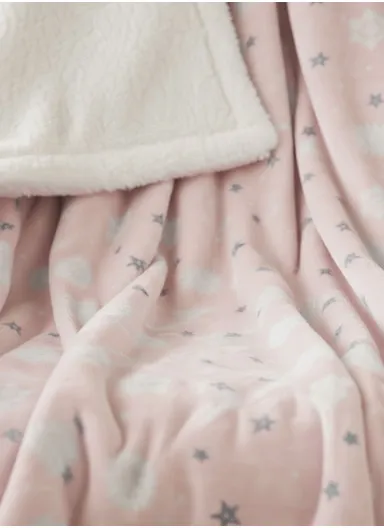 0–6 Months Adorable Printed Baby Blanket, Warm, Lightweight &amp; Ultra-Soft Comfort (L95 x W75)cm - Pink