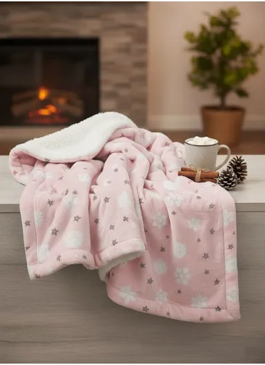 0–6 Months Adorable Printed Baby Blanket, Warm, Lightweight &amp; Ultra-Soft Comfort (L95 x W75)cm - Pink