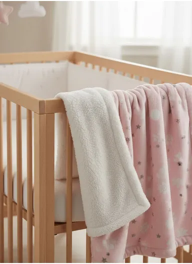 0–6 Months Adorable Printed Baby Blanket, Warm, Lightweight &amp; Ultra-Soft Comfort (L95 x W75)cm - Pink