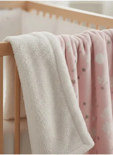 0–6 Months Adorable Printed Baby Blanket, Warm, Lightweight &amp; Ultra-Soft Comfort (L95 x W75)cm - Pink