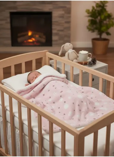 0–6 Months Adorable Printed Baby Blanket, Warm, Lightweight &amp; Ultra-Soft Comfort (L95 x W75)cm - Pink