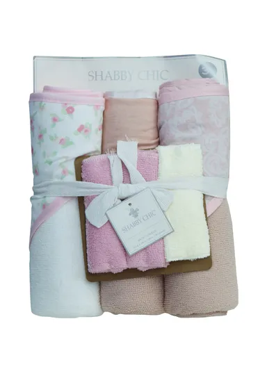 6 Pcs 3+3 Baby Hooded Towel &amp; Face Towel Set, Ultra Soft &amp; Absorbent Towels, Quick-Dry, Lightweight &amp; Gentle for Newborns &amp; Toddlers - Rosy