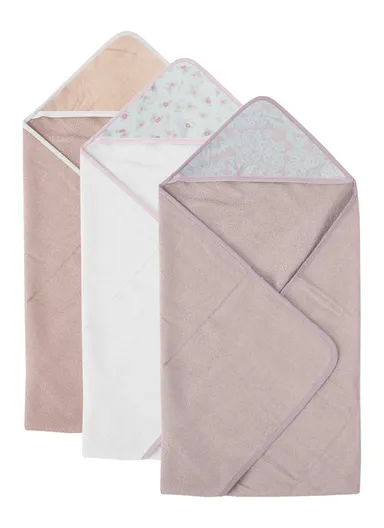 6 Pcs 3+3 Baby Hooded Towel &amp; Face Towel Set, Ultra Soft &amp; Absorbent Towels, Quick-Dry, Lightweight &amp; Gentle for Newborns &amp; Toddlers - Rosy