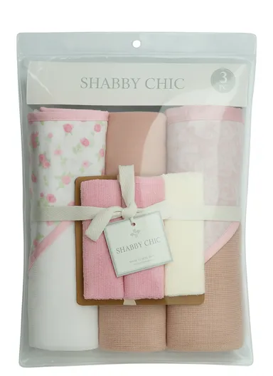 6 Pcs 3+3 Baby Hooded Towel &amp; Face Towel Set, Ultra Soft &amp; Absorbent Towels, Quick-Dry, Lightweight &amp; Gentle for Newborns &amp; Toddlers - Rosy