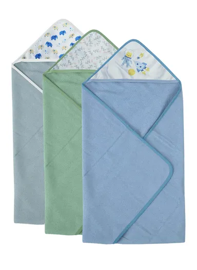 6 Pcs 3+3 Baby Hooded Towel &amp; Face Towel Set, Ultra Soft &amp; Absorbent Towels, Quick-Dry, Lightweight &amp; Gentle for Newborns &amp; Toddlers - Mixed