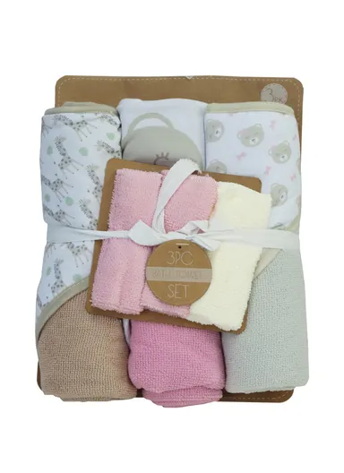 6 Pcs 3+3 Baby Hooded Towel &amp; Face Towel Set, Ultra Soft &amp; Absorbent Towels, Quick-Dry, Lightweight &amp; Gentle for Newborns &amp; Toddlers - Giraffe &amp; Bear