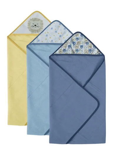 6 Pcs 3+3 Baby Hooded Towel &amp; Face Towel Set, Ultra Soft &amp; Absorbent Towels, Quick-Dry, Lightweight &amp; Gentle for Newborns &amp; Toddlers - Lion