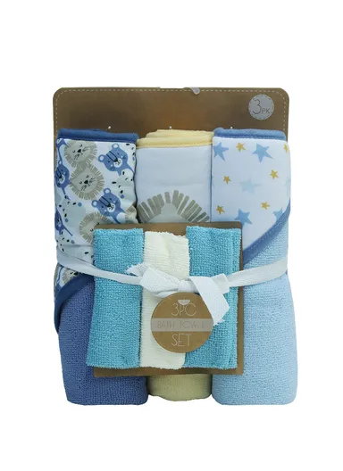 6 Pcs 3+3 Baby Hooded Towel &amp; Face Towel Set, Ultra Soft &amp; Absorbent Towels, Quick-Dry, Lightweight &amp; Gentle for Newborns &amp; Toddlers - Lion