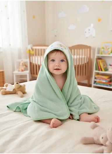 6 Pcs 3+3 Baby Hooded Towel &amp; Face Towel Set, Ultra Soft &amp; Absorbent Towels, Quick-Dry, Lightweight &amp; Gentle for Newborns &amp; Toddlers - Elephant