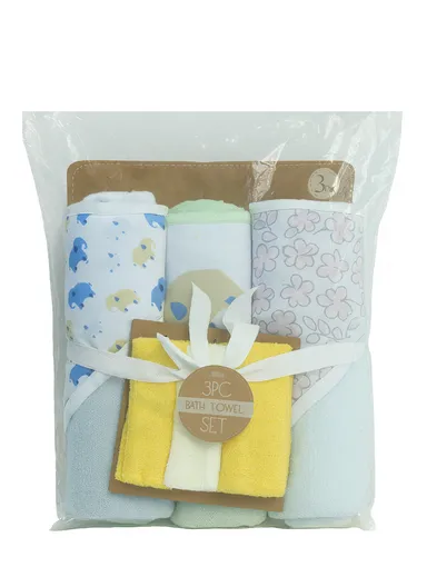 6 Pcs 3+3 Baby Hooded Towel &amp; Face Towel Set, Ultra Soft &amp; Absorbent Towels, Quick-Dry, Lightweight &amp; Gentle for Newborns &amp; Toddlers - Elephant