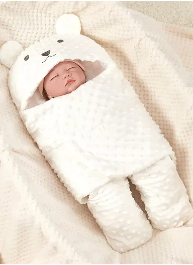 Unisex Baby Sleeping Bag, Soft, Warm &amp; Versatile Swaddle Blanket (L60 x W30)cm - White