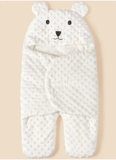 Unisex Baby Sleeping Bag, Soft, Warm &amp; Versatile Swaddle Blanket (L60 x W30)cm - White