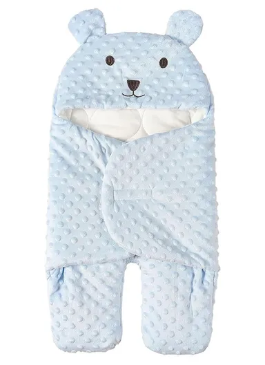 Unisex Baby Sleeping Bag, Soft, Warm &amp; Versatile Swaddle Blanket (L60 x W30)cm - Blue