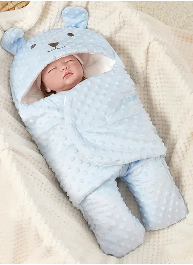Unisex Baby Sleeping Bag, Soft, Warm &amp; Versatile Swaddle Blanket (L60 x W30)cm - Blue