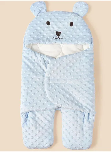 Unisex Baby Sleeping Bag, Soft, Warm &amp; Versatile Swaddle Blanket (L60 x W30)cm - Blue
