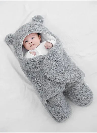 3-6 Months Baby Sleeping Bag, Soft, Windproof, &amp; Skin-Friendly Blanket Wrap (L63 x W34)cm  - Gray