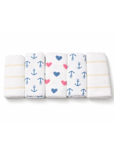 6 Pieces Baby Hooded Bath Towel Made from Soft Cotton with Washcloths Set