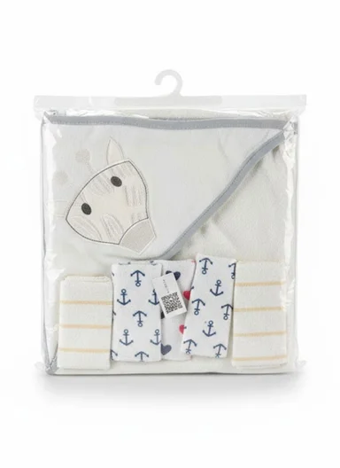 6 Pieces Baby Hooded Bath Towel Made from Soft Cotton with Washcloths Set