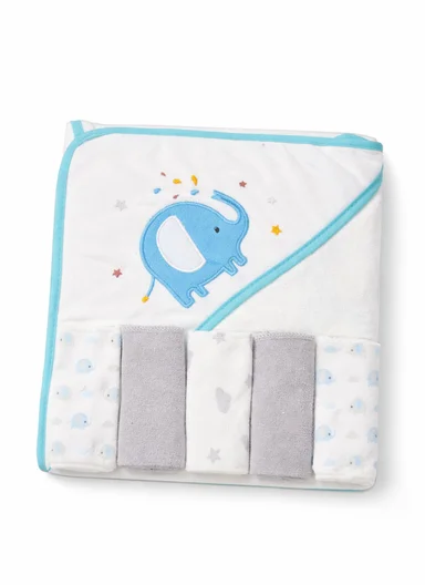6 Pieces Baby Hooded Bath Towel Made from Soft Cotton with Washcloths Set