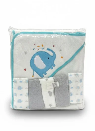 6 Pieces Baby Hooded Bath Towel Made from Soft Cotton with Washcloths Set