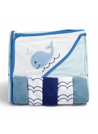 6 Pieces Baby Hooded Bath Towel Made from Soft Cotton with Washcloths Set