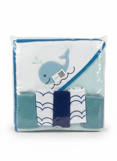 6 Pieces Baby Hooded Bath Towel Made from Soft Cotton with Washcloths Set