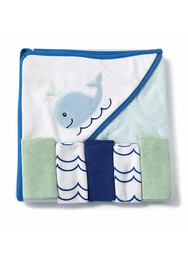 6 Pieces Baby Hooded Bath Towel Made from Soft Cotton with Washcloths Set