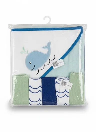 6 Pieces Baby Hooded Bath Towel Made from Soft Cotton with Washcloths Set