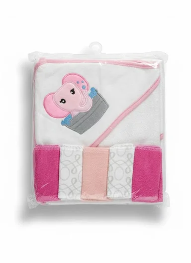 6 Pieces Baby Hooded Bath Towel Made from Soft Cotton with Washcloths Set