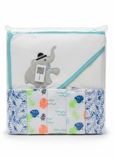 6 Pieces Baby Hooded Bath Towel Made from Soft Cotton with Washcloths Set