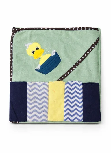 6 Pieces Baby Hooded Bath Towel Made from Soft Cotton with Washcloths Set