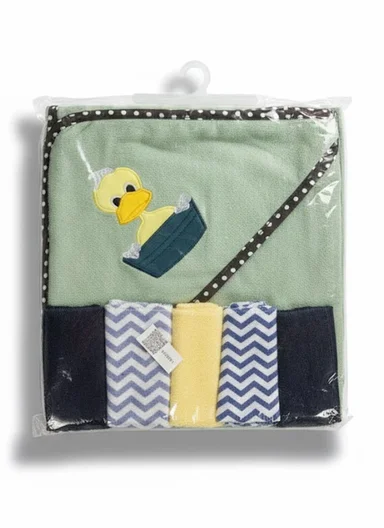 6 Pieces Baby Hooded Bath Towel Made from Soft Cotton with Washcloths Set