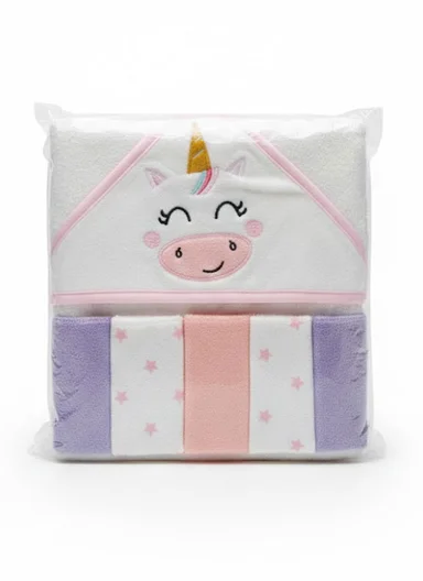 6 Pieces Baby Hooded Bath Towel Made from Soft Cotton with Washcloths Set