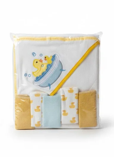 6 Pieces Baby Hooded Bath Towel Made from Soft Cotton with Washcloths Set