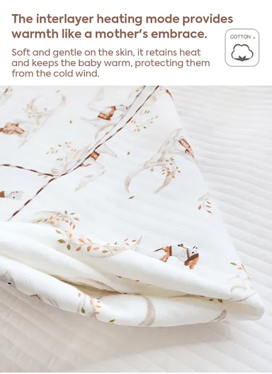 0–6 Months Cotton Baby Swaddle Blanket with Hood Soft, Breathable &amp; All-Season Newborn Wrap (L85 x W85)cm 