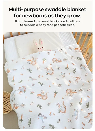0–6 Months Cotton Baby Swaddle Blanket with Hood Soft, Breathable &amp; All-Season Newborn Wrap (L85 x W85)cm 