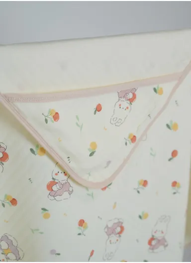 0–6 Months Cotton Baby Swaddle Blanket with Hood Soft, Breathable &amp; All-Season Newborn Wrap (L85 x W85)cm 