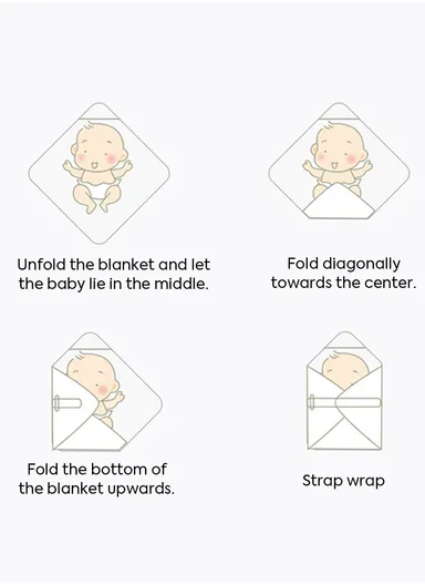 0–6 Months Cotton Baby Swaddle Blanket with Hood Soft, Breathable &amp; All-Season Newborn Wrap (L85 x W85)cm 
