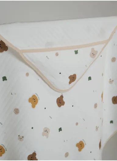 0–6 Months Cotton Baby Swaddle Blanket with Hood Soft, Breathable &amp; All-Season Newborn Wrap (L85 x W85)cm 