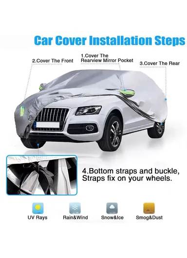Full Car Cover Outdoor Waterproof All Weather Aluminum Foil Car Cover - Silver / XXL