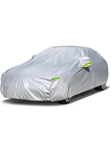 Full Car Cover Outdoor Waterproof All Weather Aluminum Foil Car Cover - Silver / XL